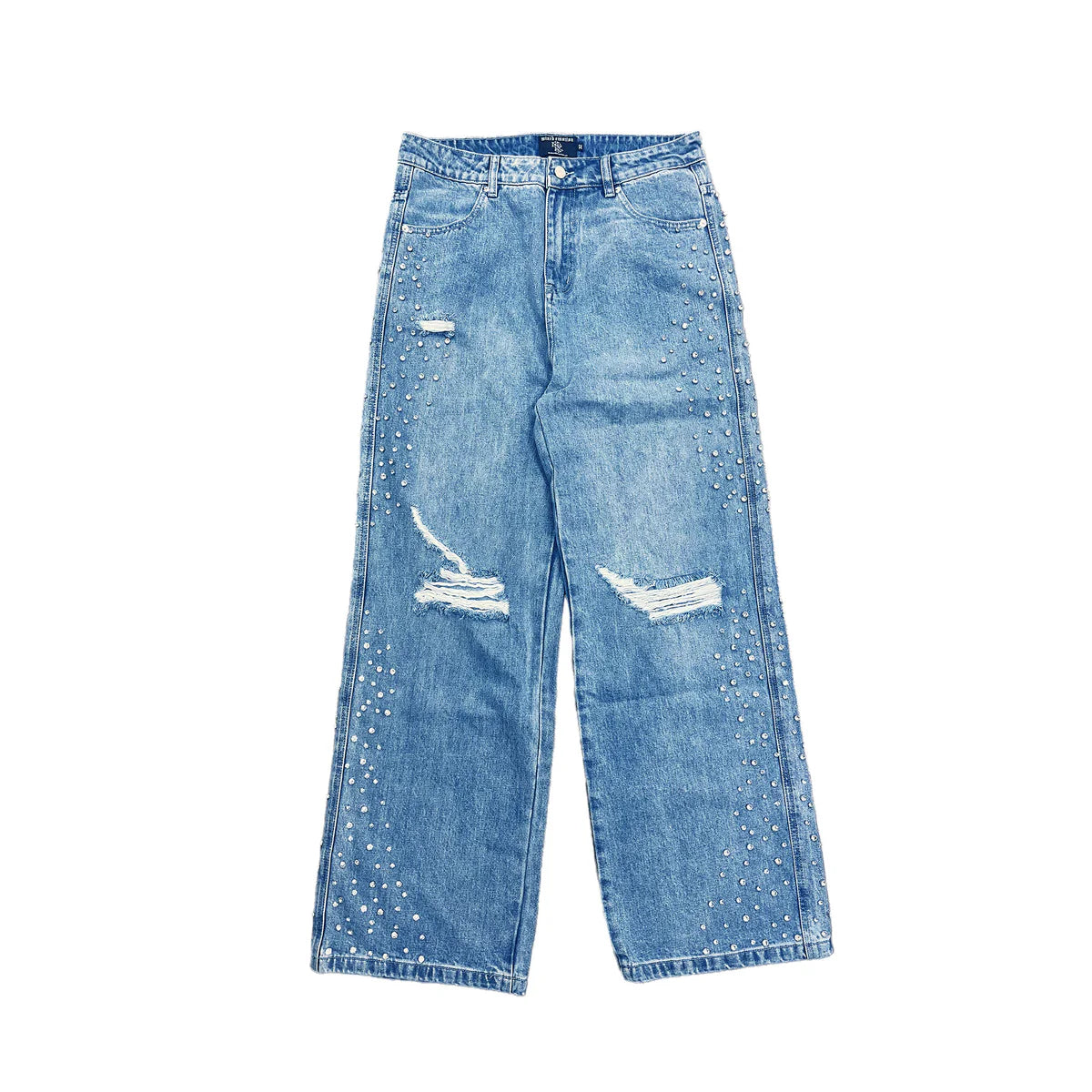 Mixed Emotions Baggy Rhinestone Jeans Stone Wash