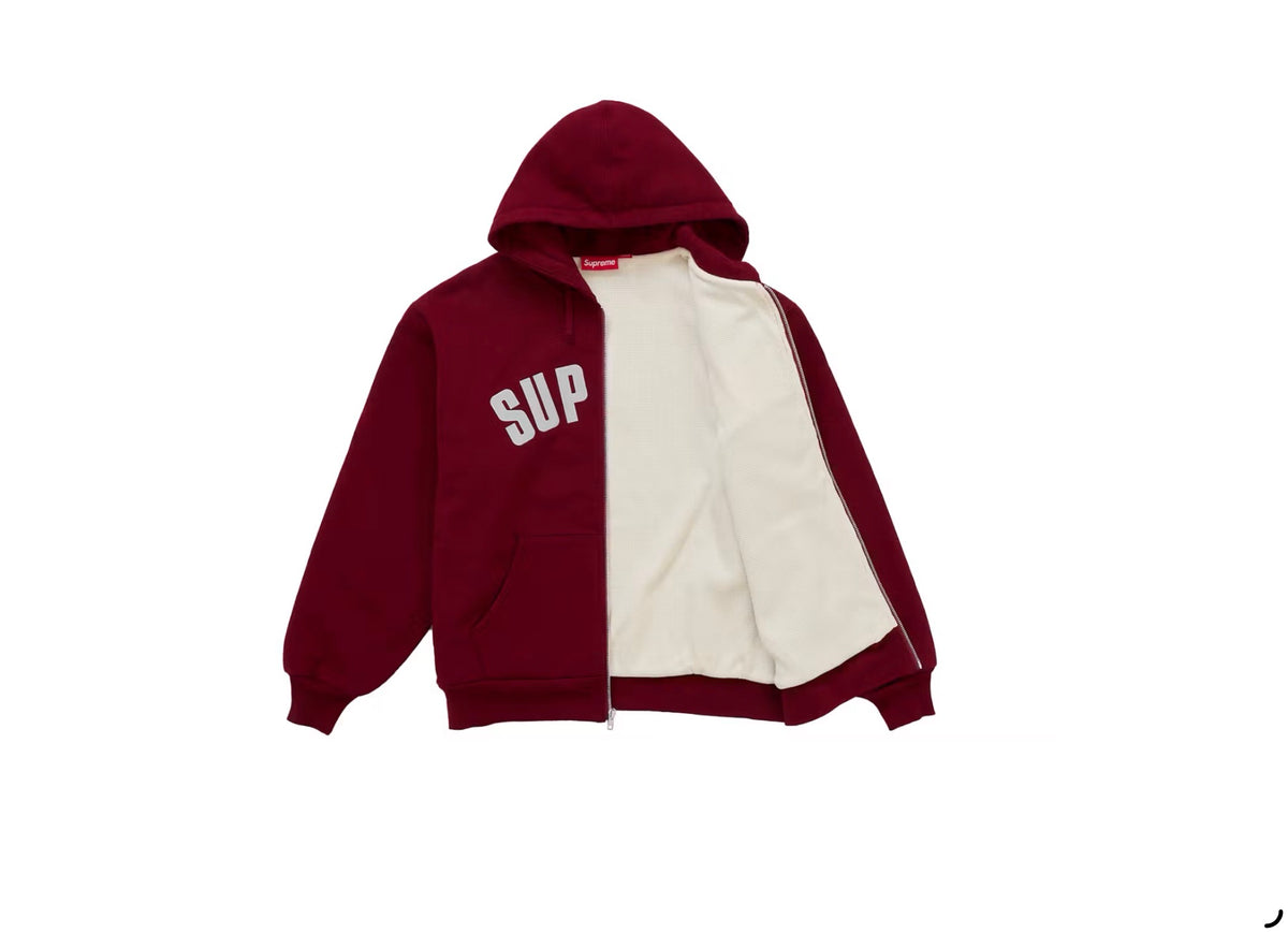 Supreme Arc Thermal Lined Zip Up Hooded Sweatshirt Cardinal Red