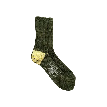 Kapital Rainbowy Happy Heel Socks 'Khaki'