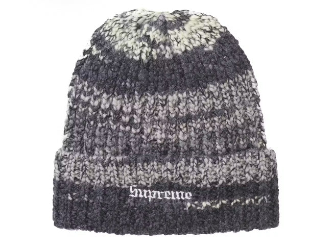 Supreme Space Dye Stripe Beanie Black Grey