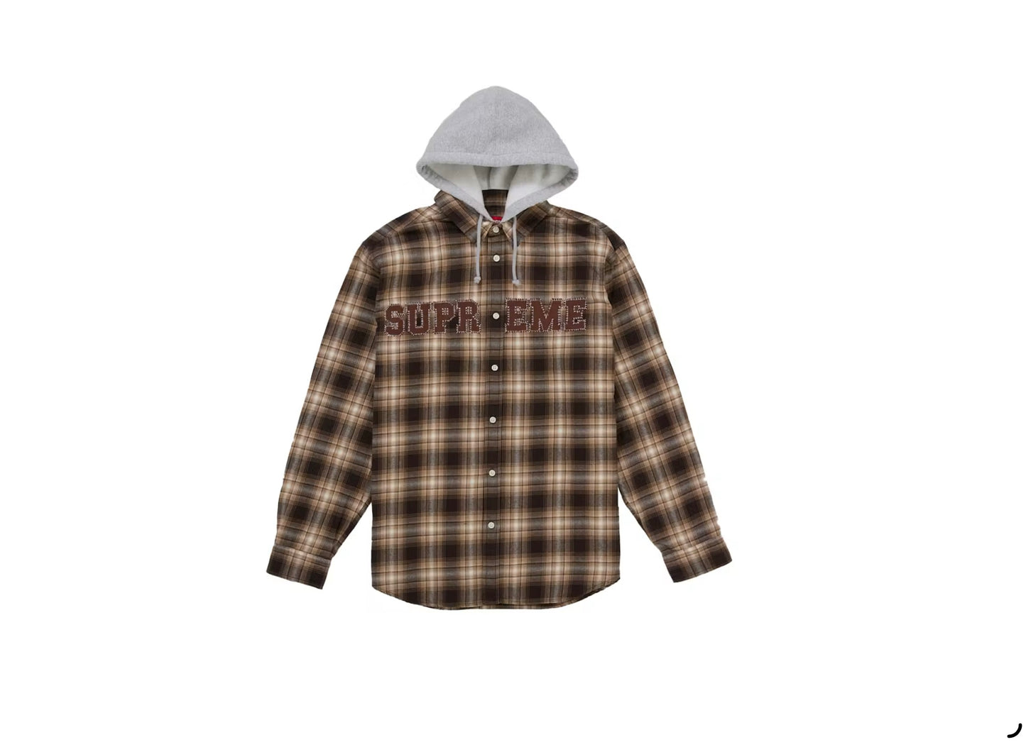 Supreme Stitch Appliqué Hooded Flannel Brown