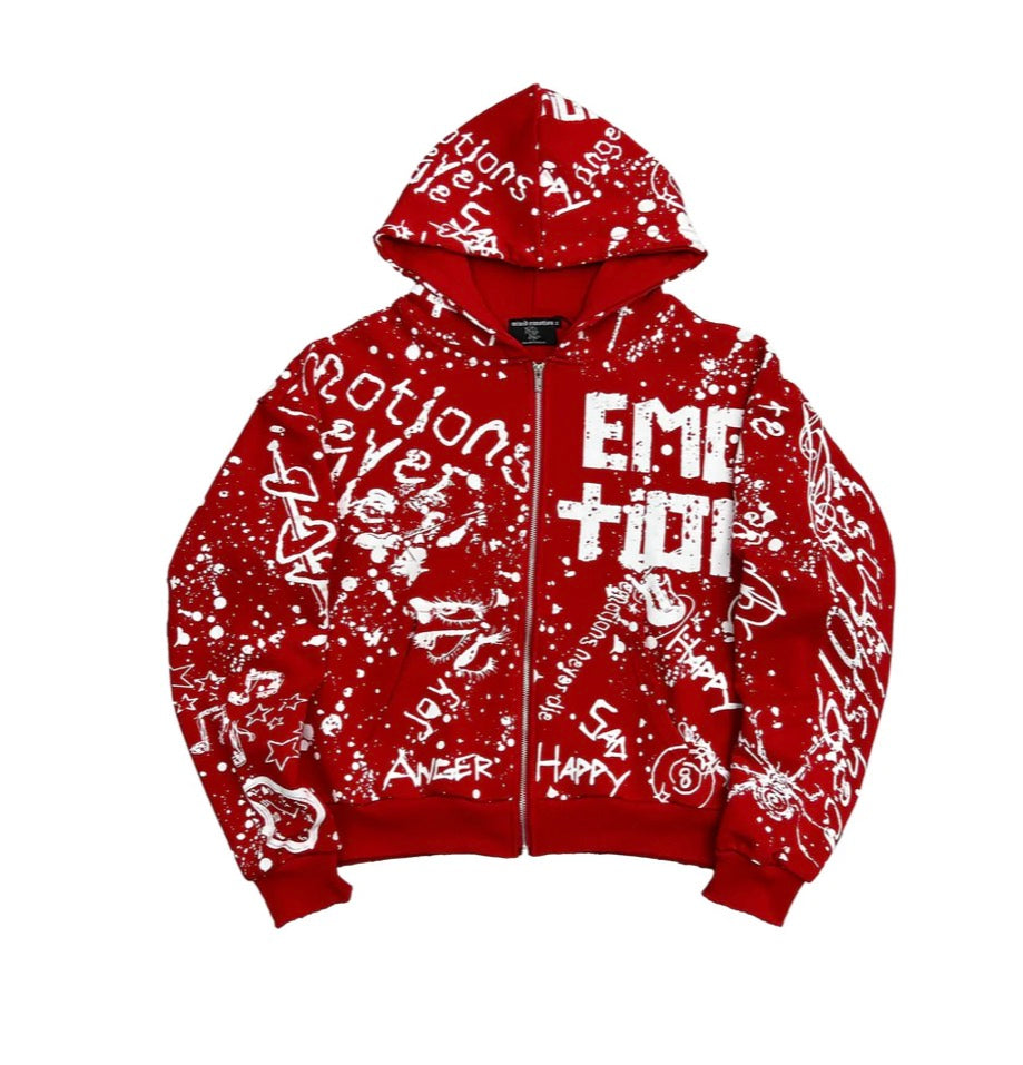 Mixed Emotions Graffiti Hoodie Red