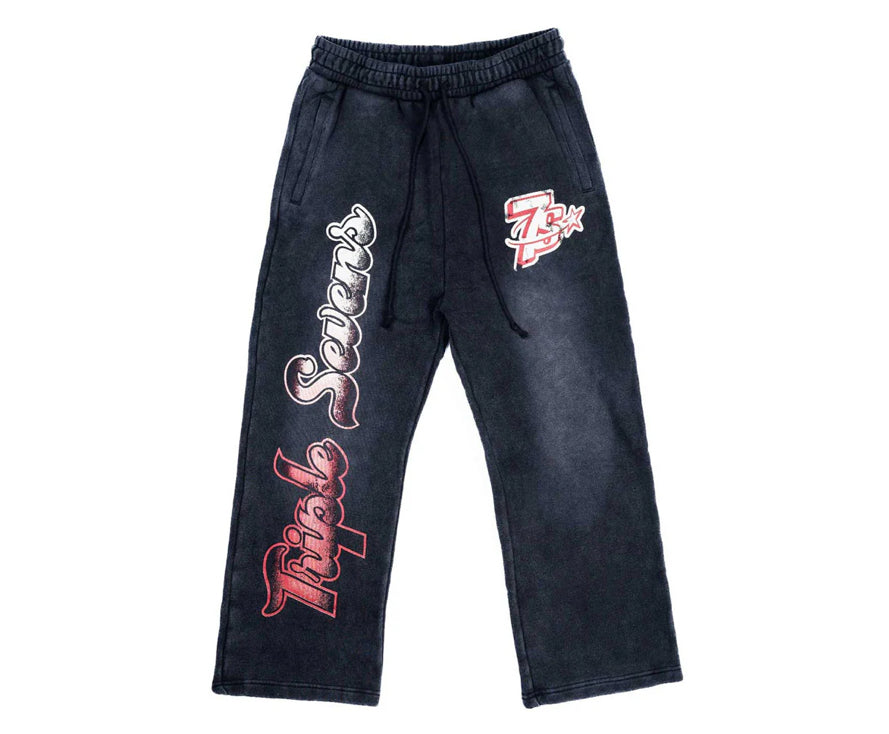 Triple 7’s All Star Sweatpants Vintage Red Black