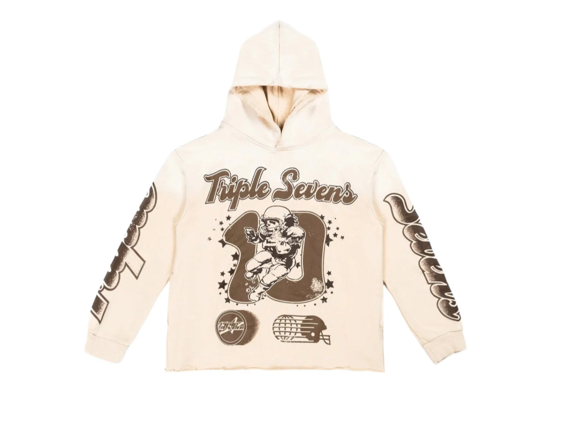 Triple 7’s All Star Football Hoodie Cream Beige