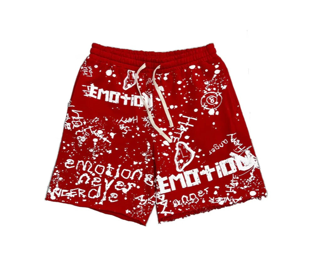 Mixed Emotions Graffiti Shorts Red