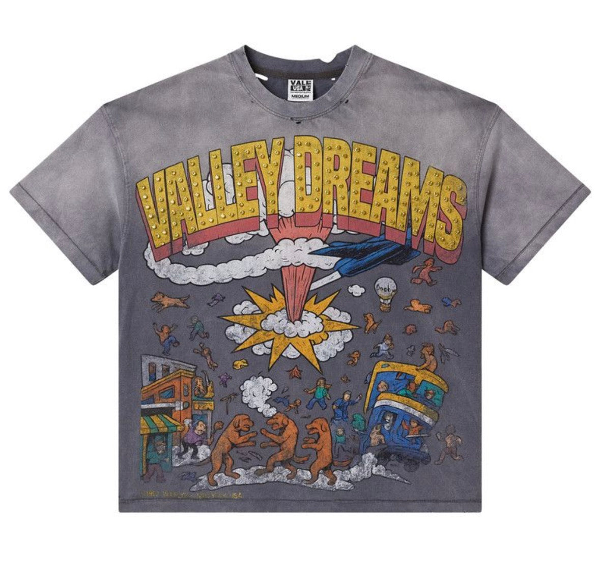 Vale Forever Chaos Bling Tee Washed Grey