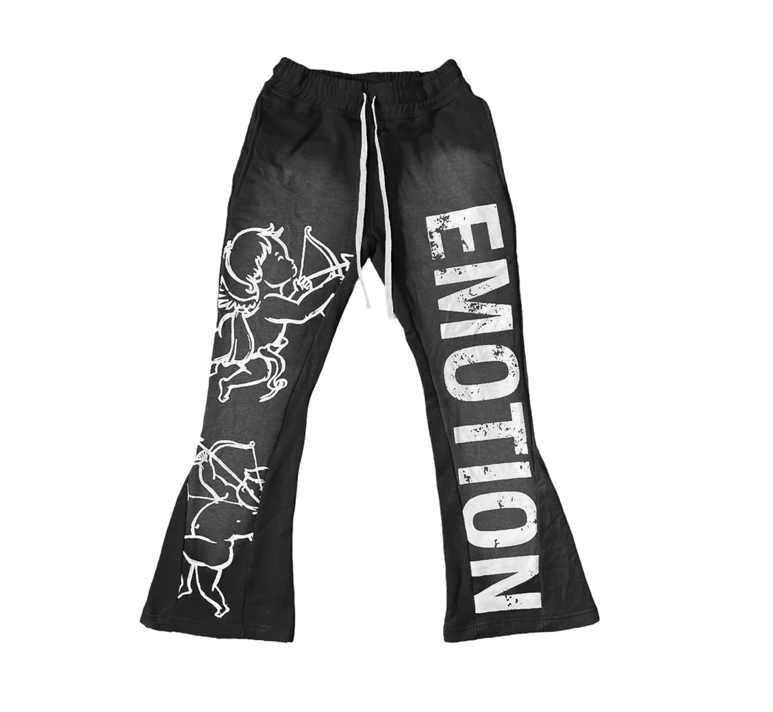 Mixed Emotions Black Cupid Flare Sweatpants