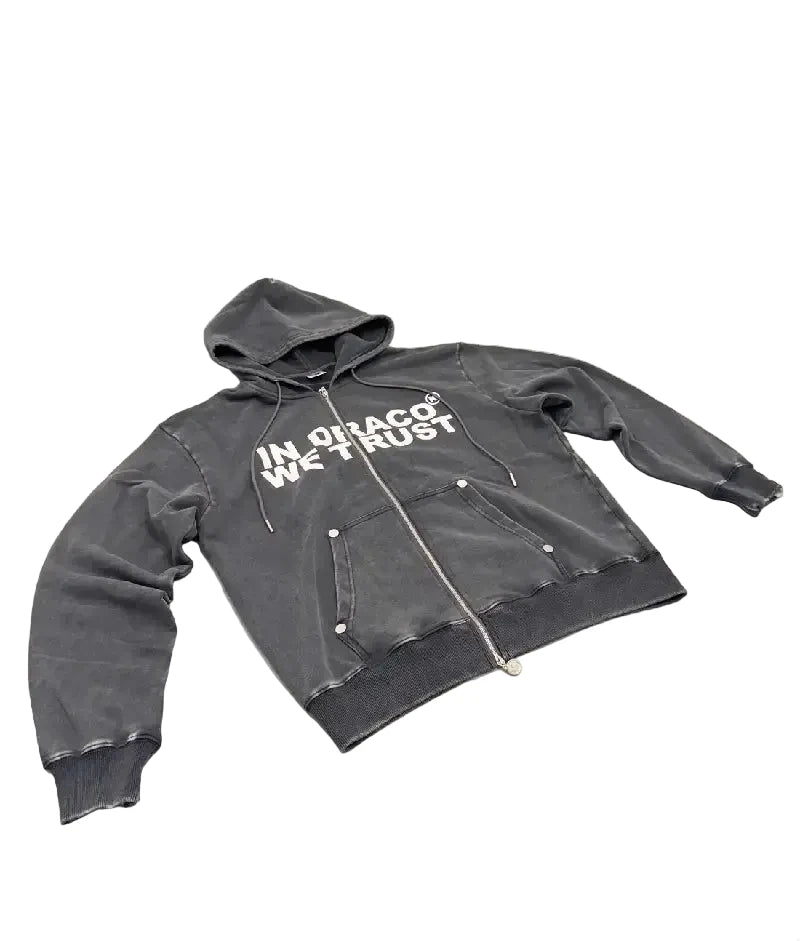 In Draco We Trust Zip Up Hoodie Grey