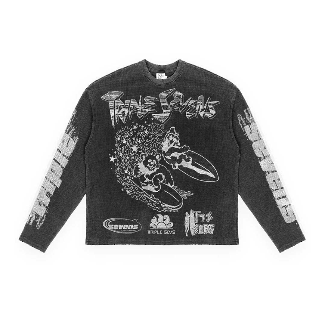Triple 7’s Black All Star V2 Waffle Knit L/S