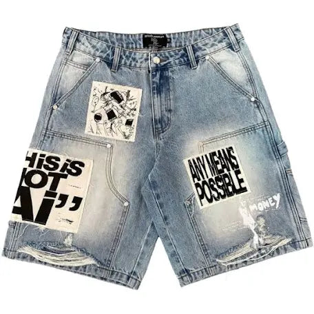 Mixed Emotions Blue ‘AI’ Jorts