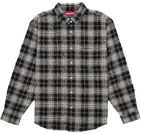 Supreme Frayed Textured Plaid Shirt Black