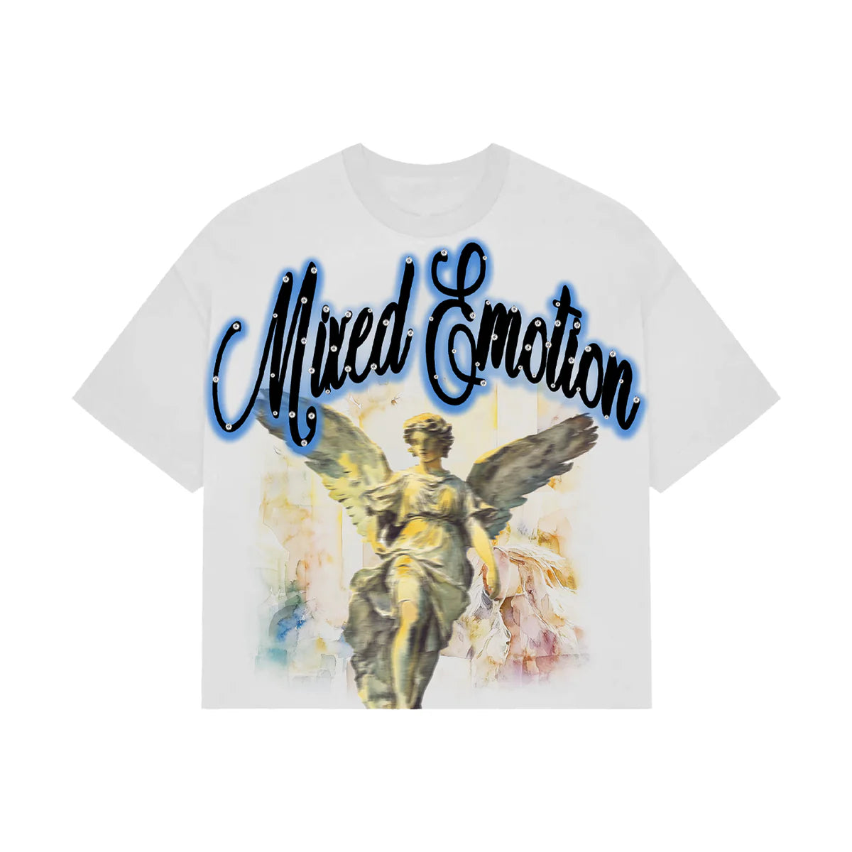Mixed Emotions Blue “Rhinestone” Cropped Shirt
