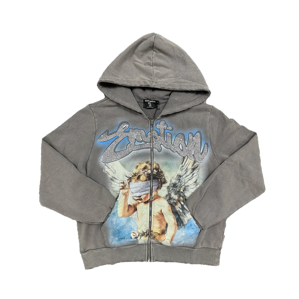 Mixed Emotions Grey “Rhinestone” Zip Up Hoodie