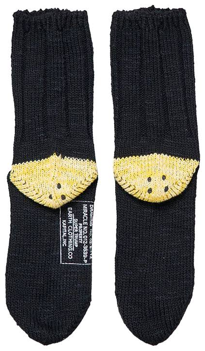 Kapital Rainbowy Happy Heel Socks Black