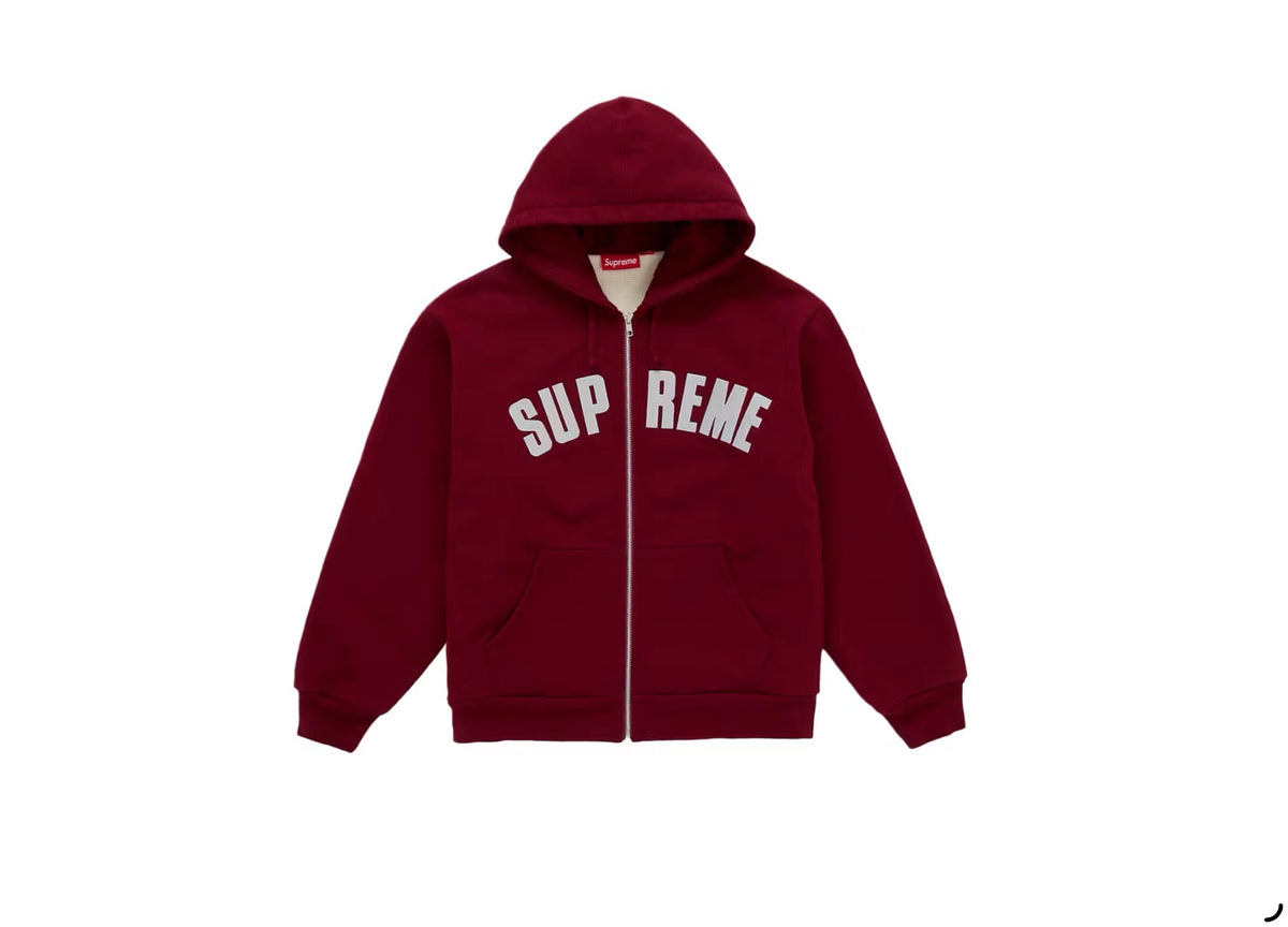 Supreme Arc Thermal Lined Zip Up Hooded Sweatshirt Cardinal Red