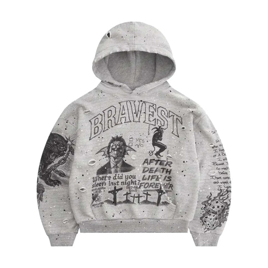 Bravest Studio Grey Sketch Vintage Hoodie