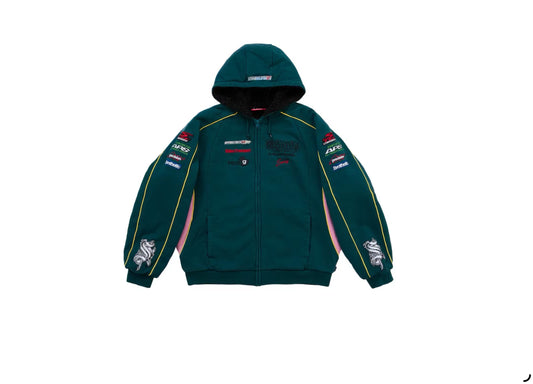 Supreme Racing Lined Zip Up Hooded Sweatshirt Dark Teal