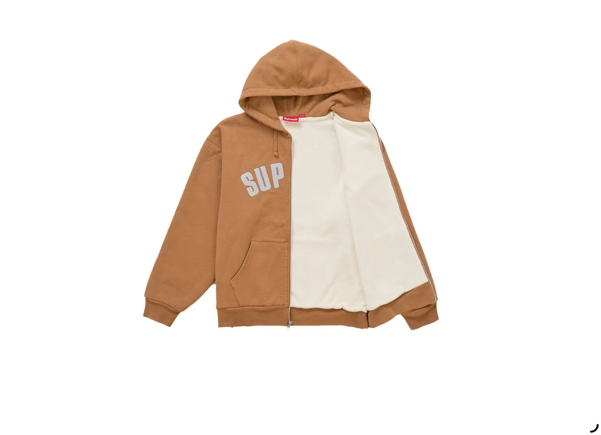Supreme Arc Thermal Lined Zip Up Hooded Sweatshirt (FW26) Brown
