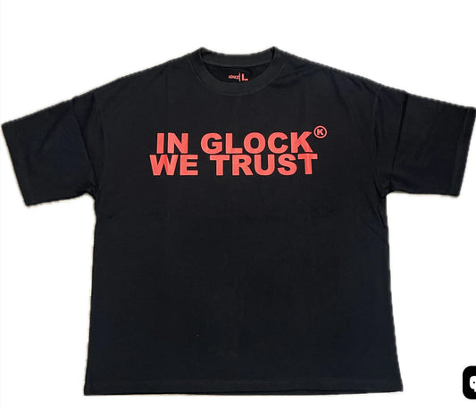 In Glock We Trust Black Red tee