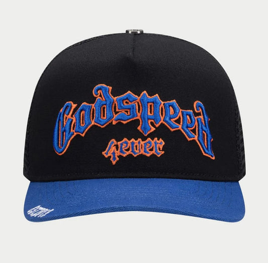 Godspeed Forever Trucker Hat (Black/Blue/Orange)