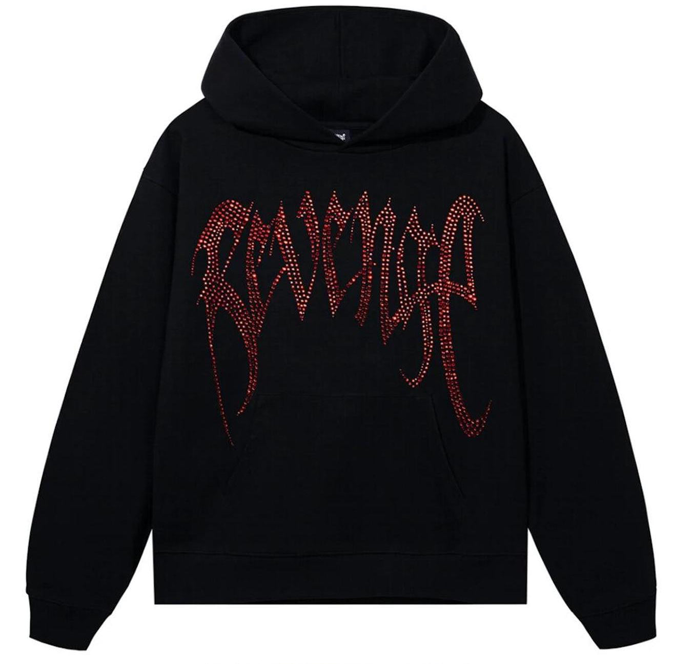 Revenge XXXTentacion Rhinestone Vintage Hoodie Red