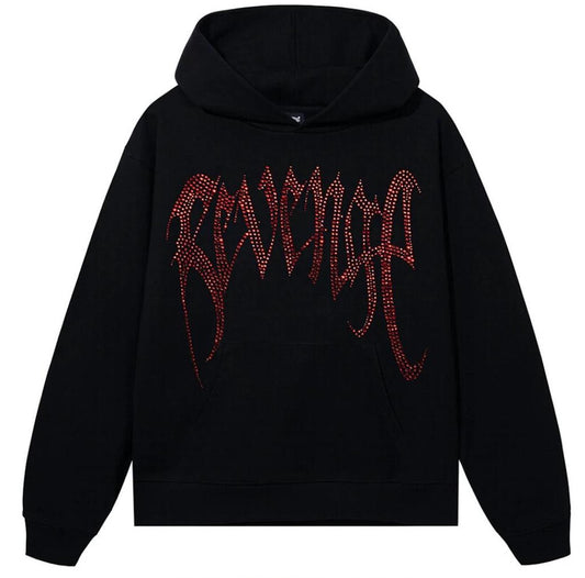 Revenge XXXTentacion Rhinestone Vintage Hoodie Red