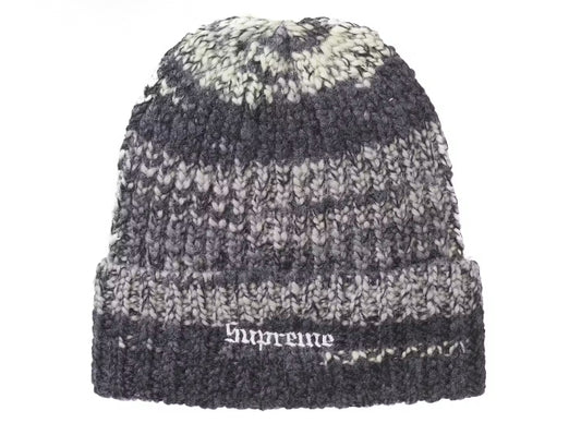 Supreme Space Dye Stripe Beanie Black Grey