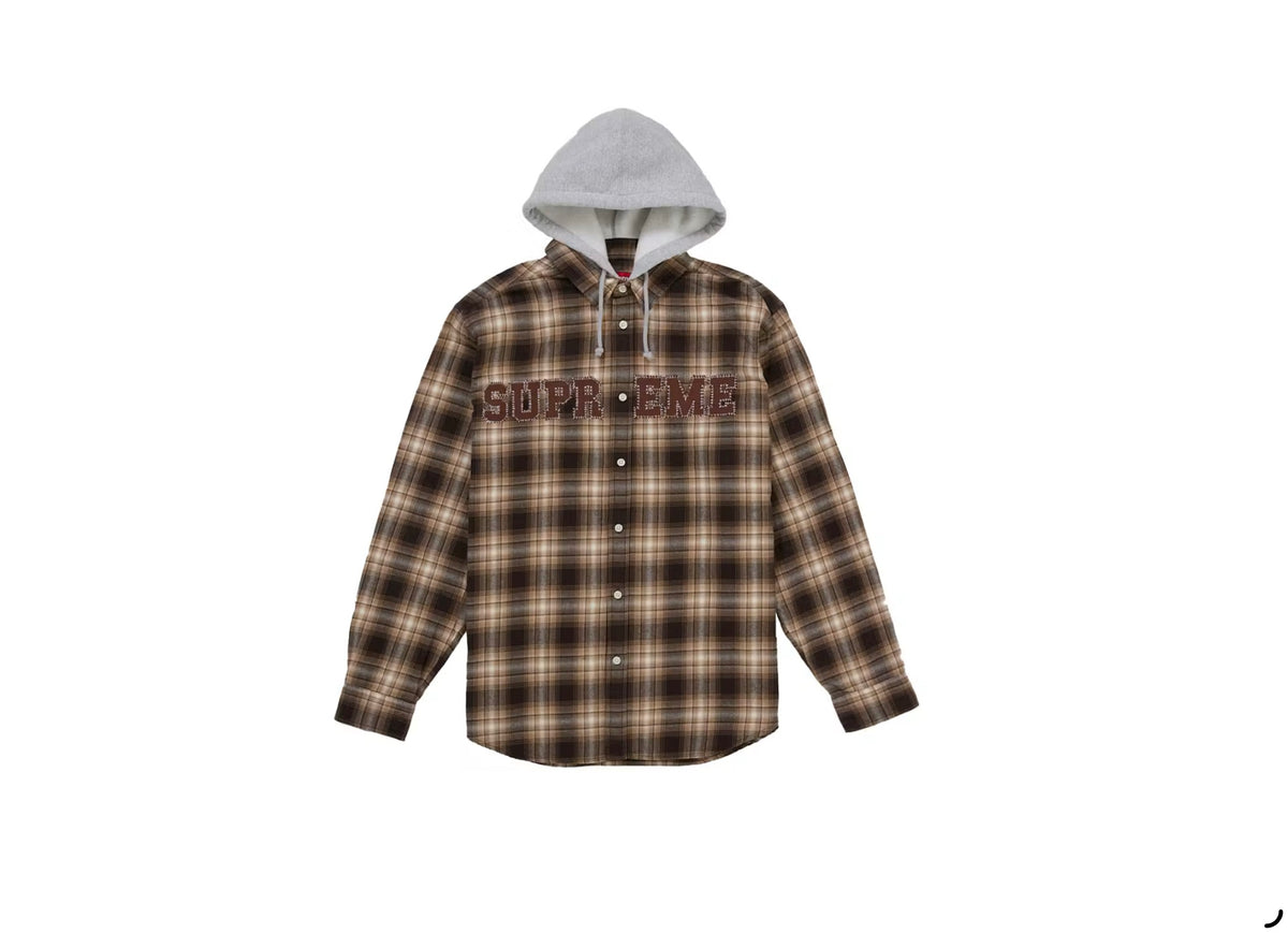 Supreme Stitch Appliqué Hooded Flannel Brown