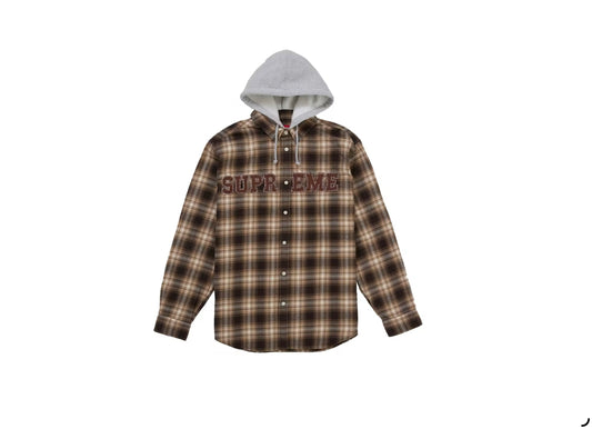 Supreme Stitch Appliqué Hooded Flannel Brown