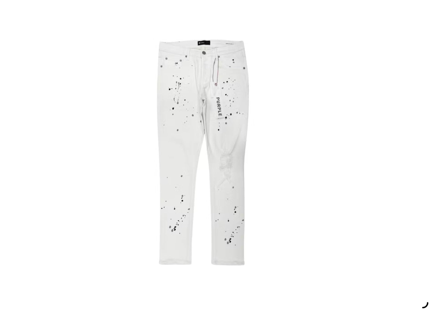 Purple Jeans Paint Blowout Denim Pants White