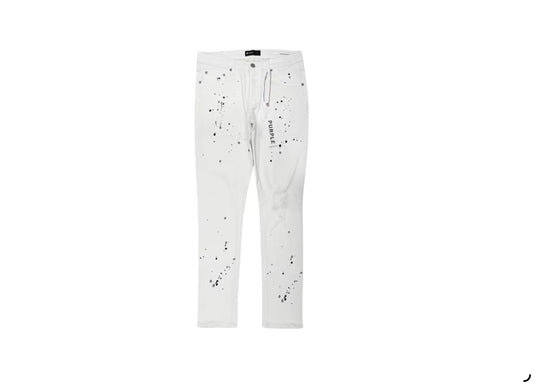 Purple Jeans Paint Blowout White