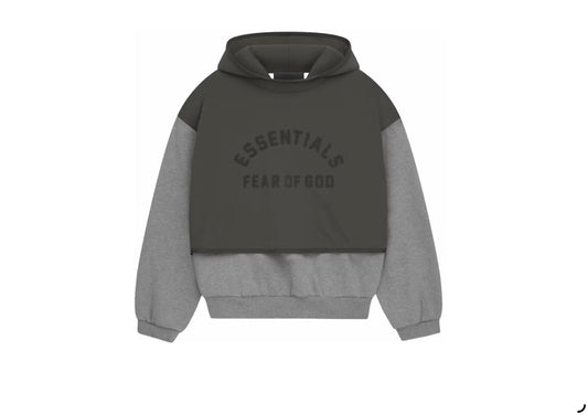 Essentials Nylon Fleece Hooded Sweater Dark Heather