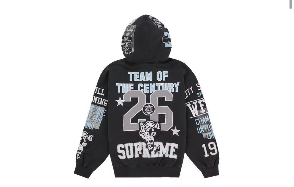 Supreme Warriors Applique Zip Up Hoodie Black