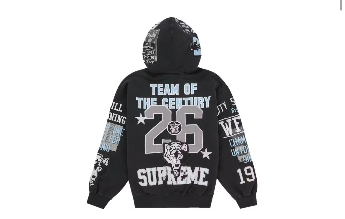 Supreme Warriors Applique Zip Up Hoodie Black