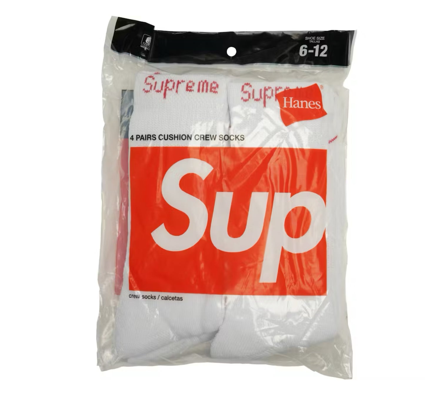 Supreme Hanes Crew Socks (4 Pack) White