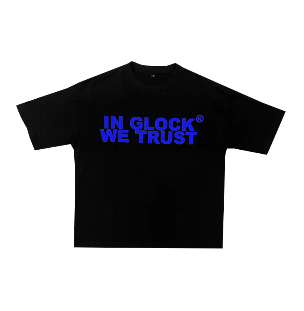 In Glock We Trust Black & Blue Tee