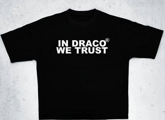 In Draco We Trust Black White Tee