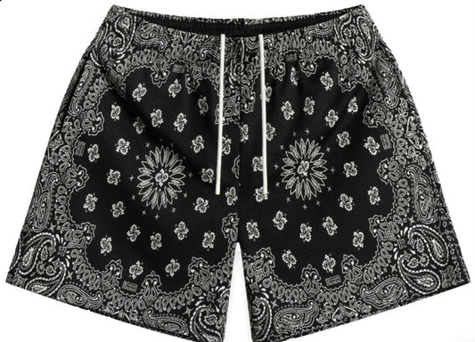Bravest Studios Black Paisley Shorts