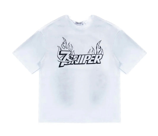 Triple 7’s White Flame Logo Tee