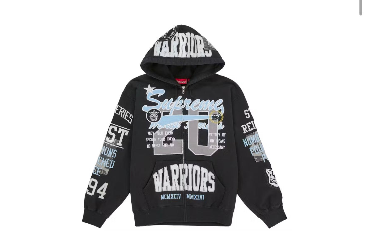 Supreme Warriors Applique Zip Up Hoodie Black