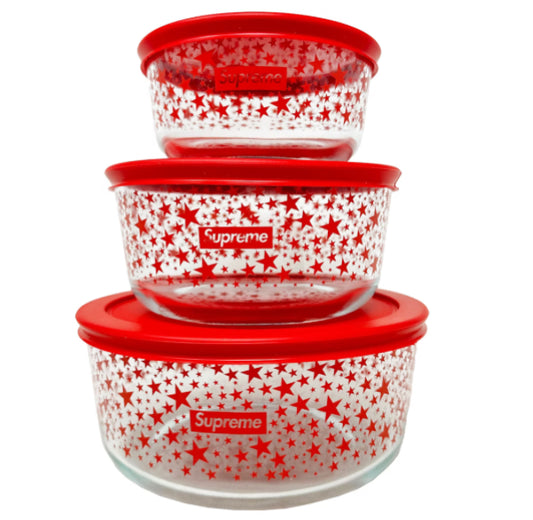 Supreme Pyrex Bowls (Set of 3) Red