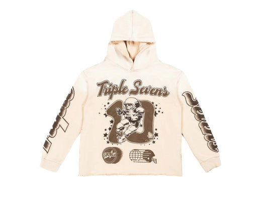 Triple Sevens All Star Football Hoodie Cream Beige