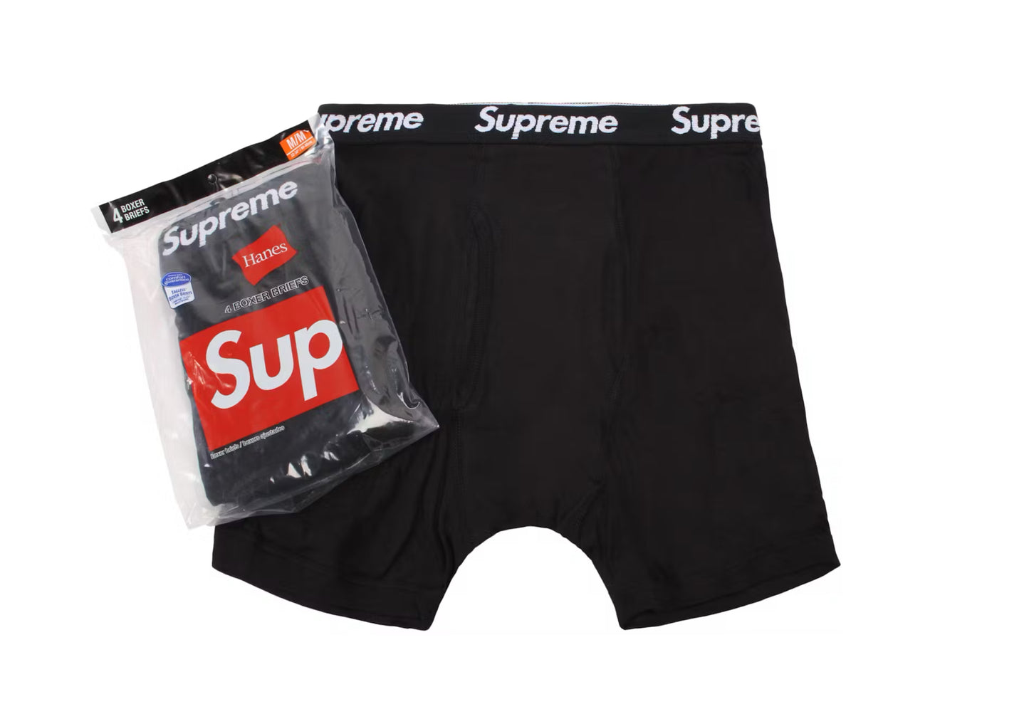 Supreme Hanes Boxer Briefs (4 Pack) Black