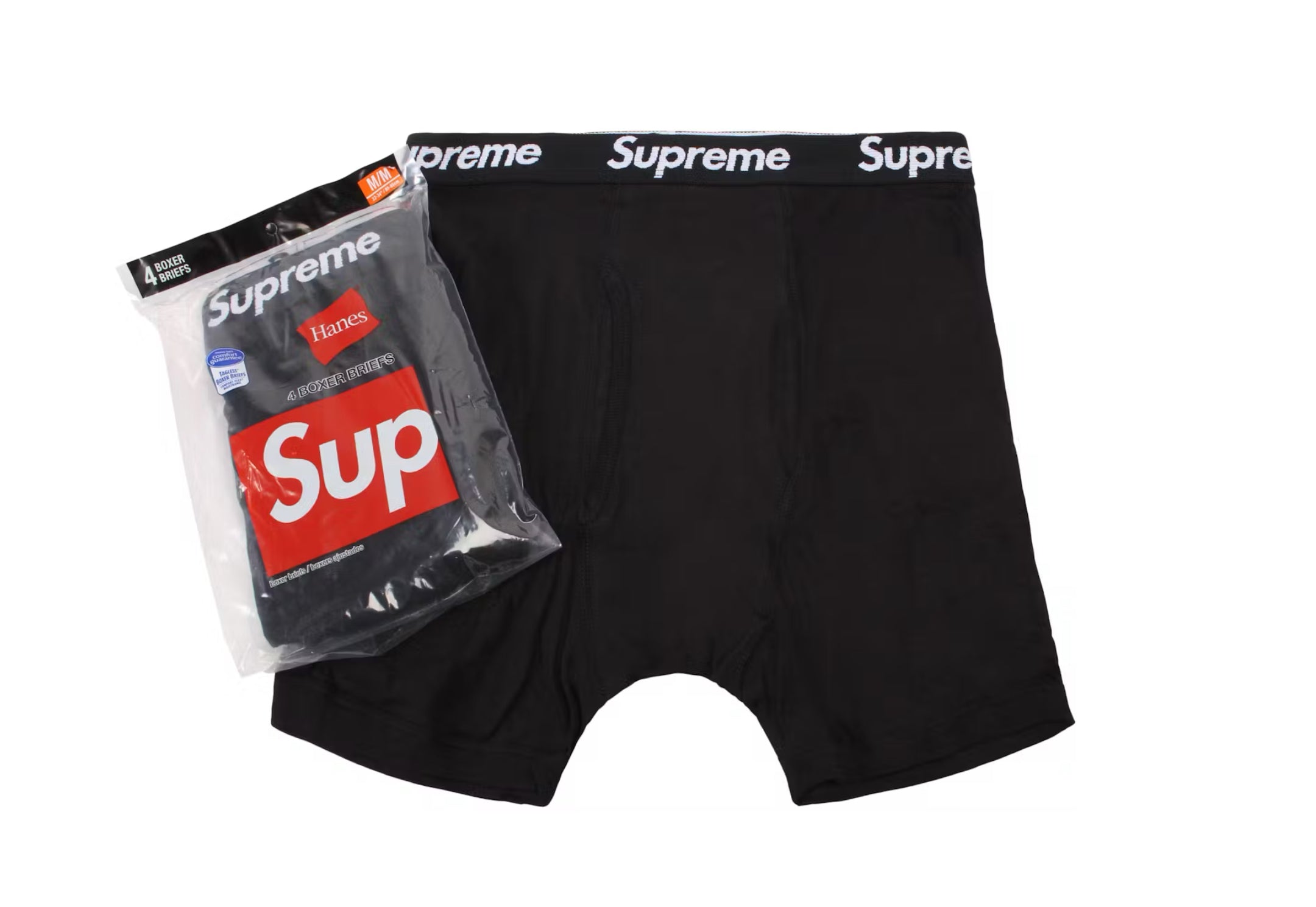 Supreme Hanes Boxer Briefs (4 Pack) Black