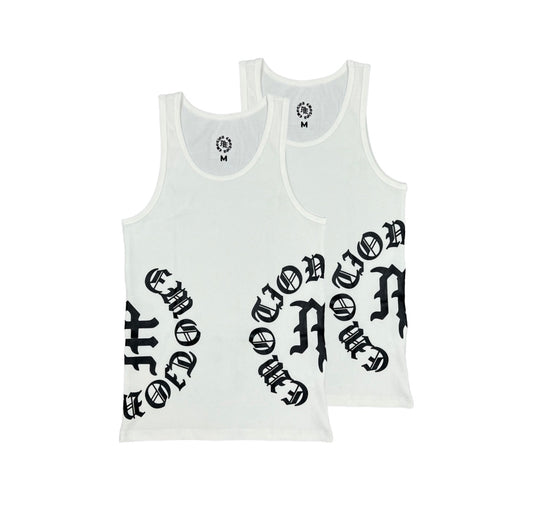 Mixed Emotions 2 Pack White Script Tank Top