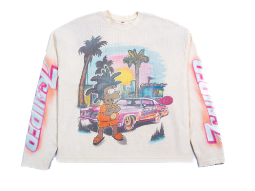 Triple Sevens Yak Simpson Longsleeve Tee White