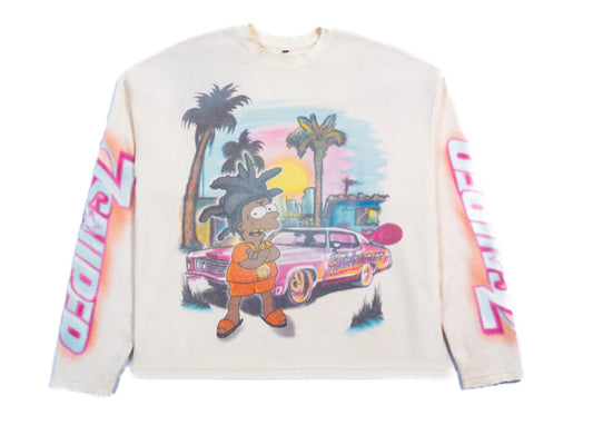 Triple Sevens Yak Simpson Longsleeve Tee White