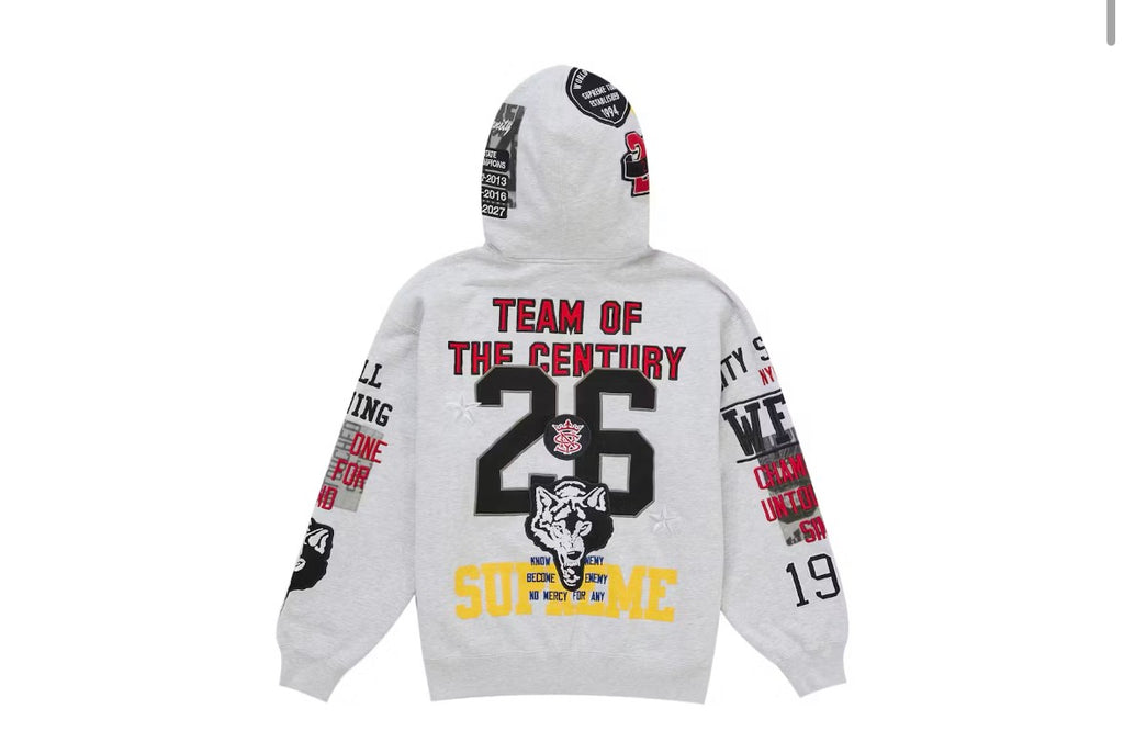 Supreme Warriors Applique Zip Up
Hoodie Grey