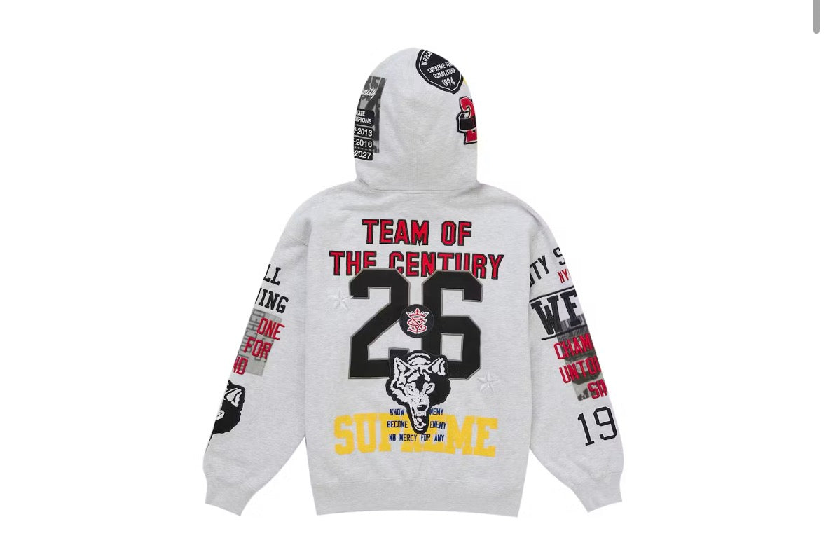 Supreme Warriors Applique Zip Up
Hoodie Grey