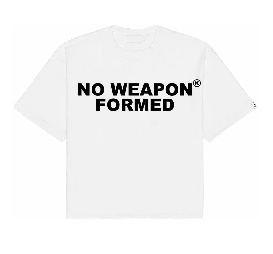No Weapon Formed White Black Tee